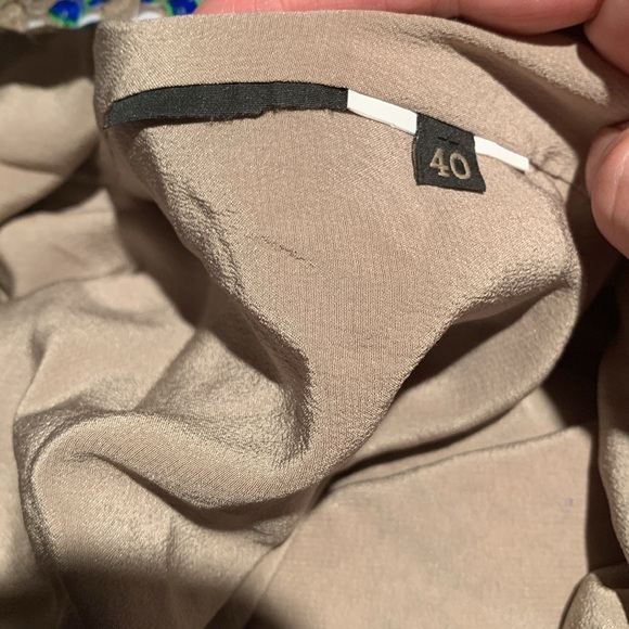 Sequin Shirt Blouse Tan Red Blue Baroque Sz 40 Short Sleeve Crew Party Event Top - Picture 12 of 16